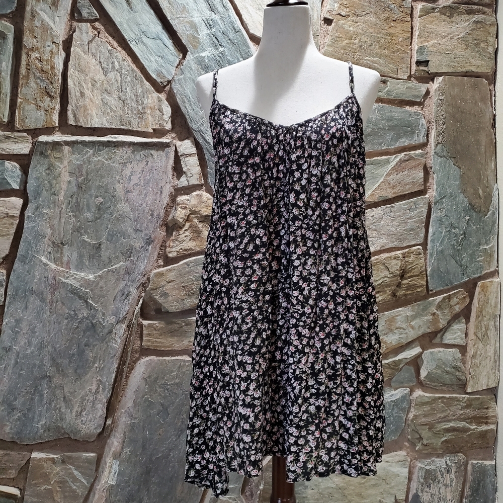 Volcom Black Floral Spaghetti Strap Dress